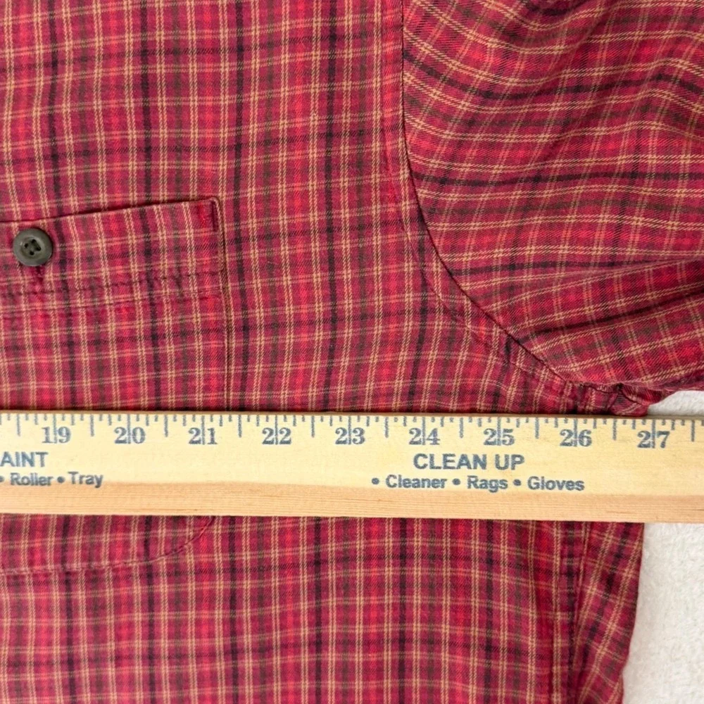 J. Crew Button Down Shirt Mens XL Red Plaid Long Sleeve Cotton Pockets